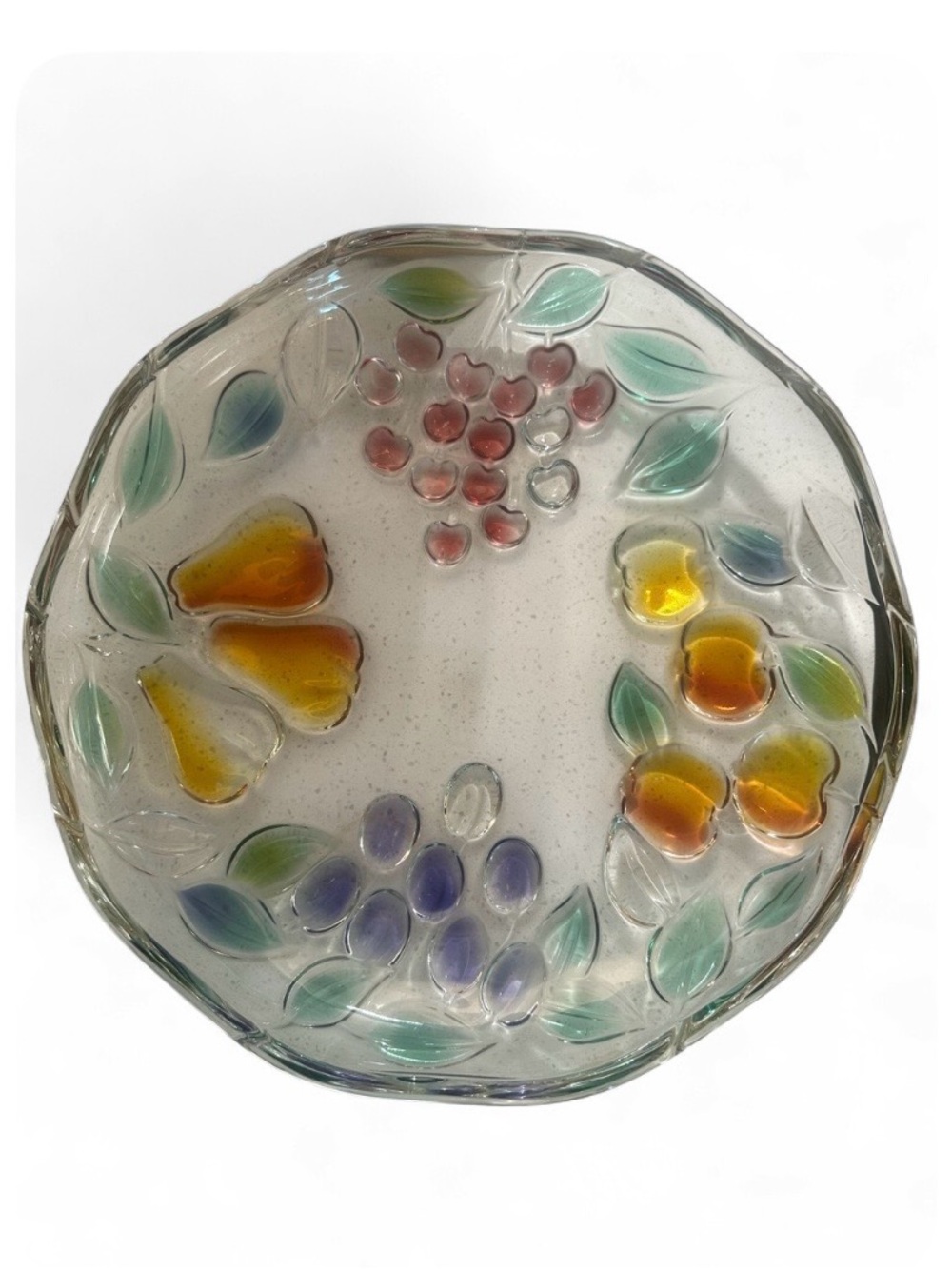 Vintage Mikasa Crystal Glass Platter Fruit Raised Design Centerpiece - Picture 3 of 5